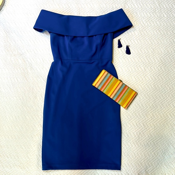 Calvin Klein Dresses & Skirts - Calvin Klein off the shoulder Royal Blue knee length dress